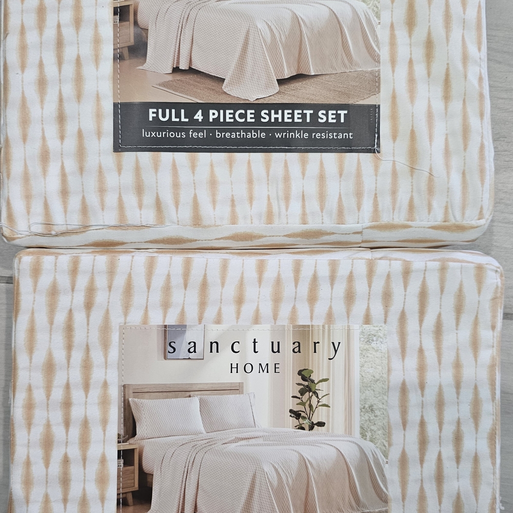 Sanctuary Home 2 Full 4-Piece Sheet Sets Bundle Orange White